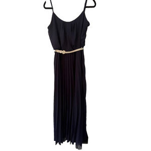 Women's Bisou Bisou Navy Belted & Pleated Semi-Formal Maxi Dress Size 14